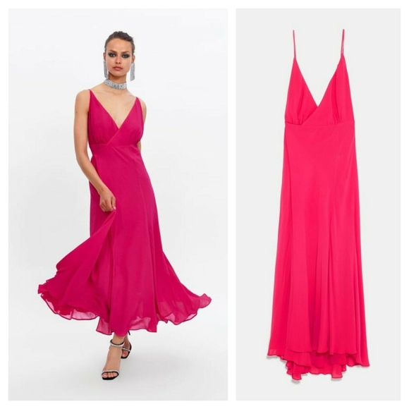 zara pink long dress